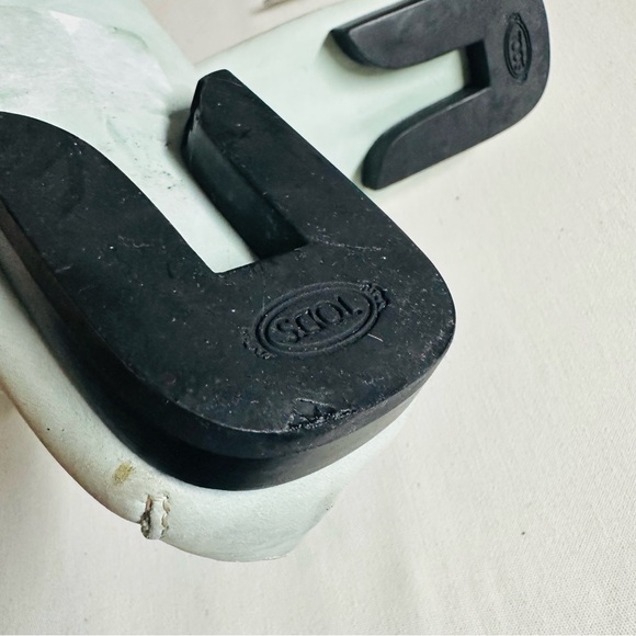 Tod's *Damaged* Gommino Leather Driving Shoes Light Mint Green Black - Picture 8 of 12